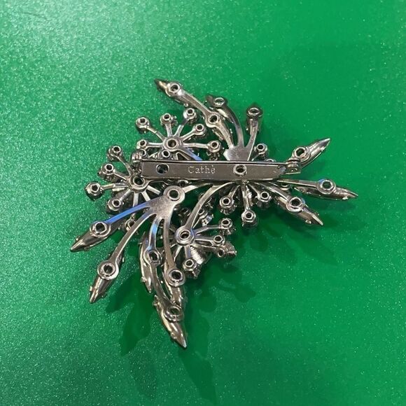 Vintage Signed Cathe Flower Rhinestone Brooch/Pin - Picture 4 of 7